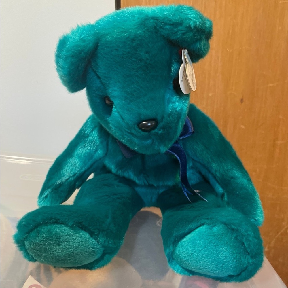 TY Beanie Buddy Teddy the teal bear NWT